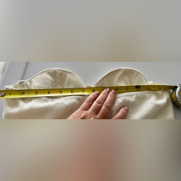 Bustier Tube Top White Pearl Embellished Front Cropped Sweetheart Bustline SZ M - Picture 6 of 9